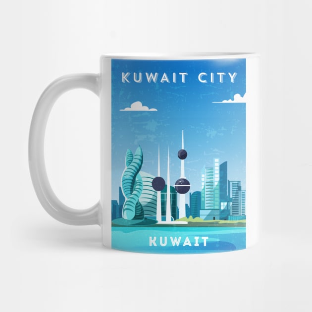 Kuwait City, Kuwait - Retro travel minimalist poster by GreekTavern